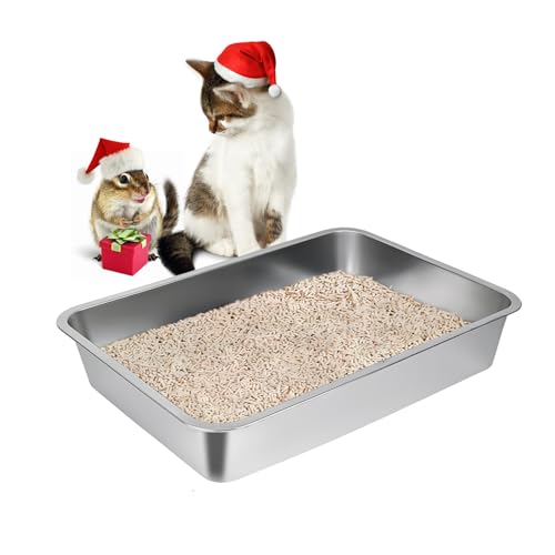 LIHONG Katzenklo Edelstahl,Klein Metallklo für kleine Katzen,Hamster und Kaninchen,Geruchsneutral,Antihaft,leicht zu reinigen(18" Lx13,5" Wx4 H) von LIHONG