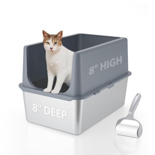 LIHOOOOM Katzenklo Edelstahl mit Deckel, Katzentoilette xxl, Katzenklo xxl Große Katzen, 40,5 cm Katzenklo Hohem Rand, Katzenklo Offene, Extra Große Katzentoilette mit Grauem Deckel, Leichtes Reinigen LIHOOOOM Katzenklo Edelstahl mit Deckel, Katzentoilette xxl, Katzenklo xxl Große Katzen, 40,5 cm Katzenklo Hohem Rand, Katzenklo Offene, Extra Große Katzentoilette mit Grauem Deckel, Leichtes Reinigen von LIHOOOOM