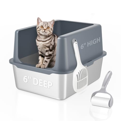 LIHOOOOM Katzenklo Edelstahl mit Deckel, katzentoilette XXL, katzenklo XXL große Katzen, 30 cm katzenklo hohem Rand, katzenklo offene, extra große Katzentoilette mit grauem Deckel, Leichtes Reinigen LIHOOOOM Katzenklo Edelstahl mit Deckel, katzentoilette XXL, katzenklo XXL große Katzen, 30 cm katzenklo hohem Rand, katzenklo offene, extra große Katzentoilette mit grauem Deckel, Leichtes Reinigen von LIHOOOOM
