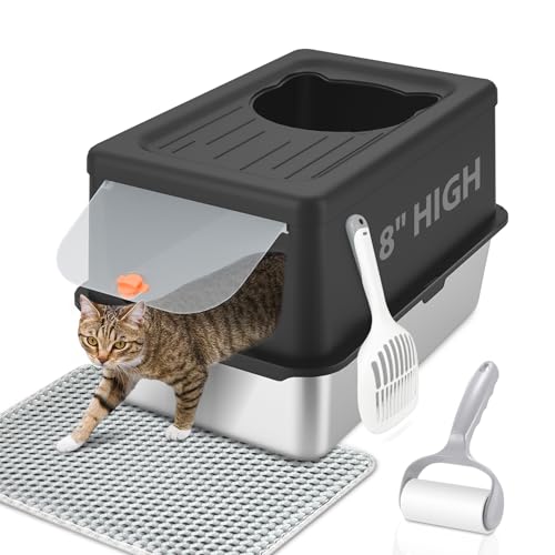 LIHOOOOM Katzentoilette mit Deckel, Edelstahl Katzentoilette XL, 35,6 cm H Metalltoilette, Top Entry Katzentoilette, extra große Katzentoilette, Katzentoilette, Katzentoilette, nicht klebrig, leicht LIHOOOOM Katzentoilette mit Deckel, Edelstahl Katzentoilette XL, 35,6 cm H Metalltoilette, Top Entry Katzentoilette, extra große Katzentoilette, Katzentoilette, Katzentoilette, nicht klebrig, leicht von LIHOOOOM