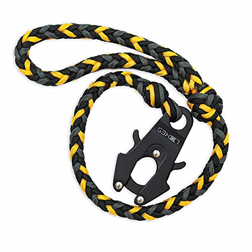 LIIIIIIKES Hundeleine aus geflochtenem Paracord mit Frosch-Clip, 60 cm / 120 cm Trainingsleine für Hunde (schwarz, grau, gelb, 70 cm) von LIIIIIIKES
