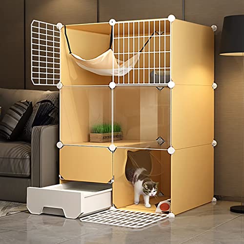 Cat Cage, Cat Enclosure, Cat Kennels for Indoor Cats, DIY Cat Playpen, Foldable Pet Cage with Pull-out Cat Litter Box, Cat Hammock, Portable, for 1-2 Cats, Rabbit (Size : 75 * 49 * 10 von LIJBN