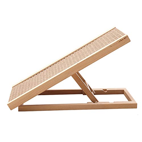 Faltbare Haustier-Hunderampe mit Pfoten-Traktionsmatte, Faltbare tragbare Hundetreppe aus Holz - Höhenverstellbar von 11,8 bis 23,6 Zoll (Color : Wood Color) von LIJBN