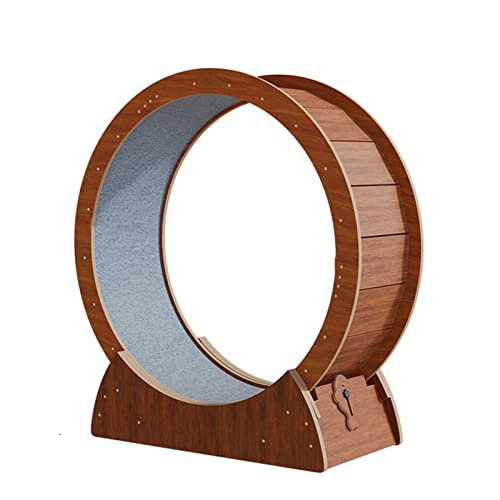Großes Katzenrad mit Verriegelungsstift, Katzenrad mit rutschfestem Teppich, für Indoor-Katzen, Innendurchmesser: 68/78/88/98 cm, teilmontiert, Braun (von von LIJBN
