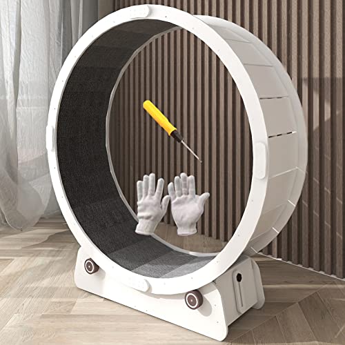 Katzen-Laufrad ohne Lücken, für Indoor-Katzen, robust, geräuschloses Katzenlaufband – Gewichtsverlust, Katzenlaufrad mit Feststellvorrichtung (Größe: S-80 cm) von LIJBN