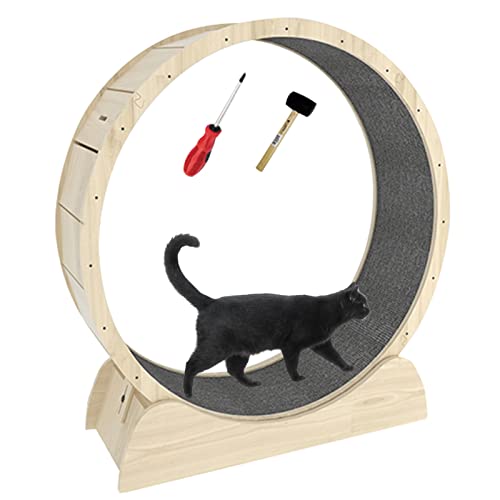 Laufband für Katzen, Gewichtsverlust mit Verbindung, Hamsterrad/Hamsterrad aus Holz ohne Lücke, interne Sicherheit, Laufbahn mit Sisal-beschichtetem Teppich (Maße: von LIJBN