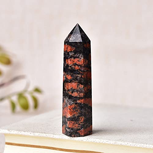 LIJUCAI 1 STÜCK Naturstein Roter Labradorit Kristallpunkt Zauberstab Energie Quarz Heimdekoration Obelisk Poliert 50-80 mm Stein, Roter Labradorit, 50,60 mm von LIJUCAI