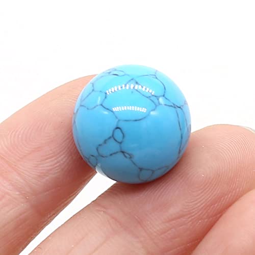 LIJUCAI 16 mm runder natürlicher Kristallquarz-Transferball polierte Edelsteinperlen Energieexemplar DIY Schmuck Wohnkultur Handwerk, blau türkis, 1 Stück (16 x 16 mm) von LIJUCAI