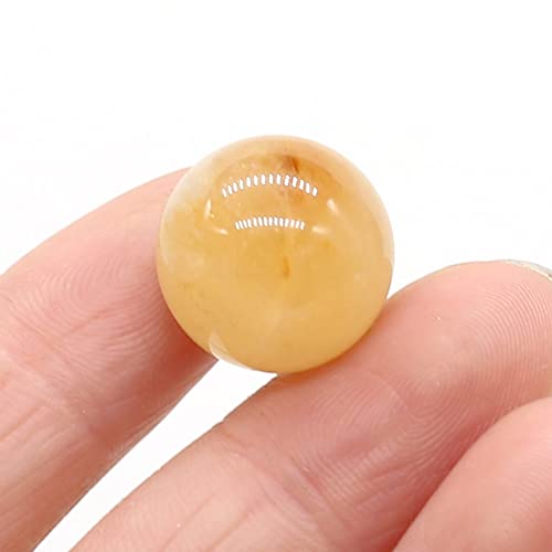LIJUCAI 16 mm runder natürlicher Kristallquarz-Transferball polierte Edelsteinperlen Energieexemplar DIY Schmuck Wohnkultur Handwerk, gelbe Jade, 1 Stück (16 x 16 mm) von LIJUCAI