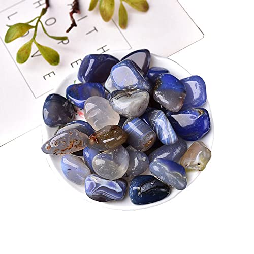 LIJUCAI 50 g/100 g große Größe 10–30 mm natürlicher Kristallquarz Amethyst Kies Probe roter Achat Lazuli Stein für Aquarium, Blauer Achat, 50 g von LIJUCAI