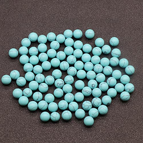 LIJUCAI Natürlicher Halbedelstein, Kristallachat, Mineraledelstein, 8 mm, Nicht poröse Kugel, Heimdekoration, Ornamente, exquisites Zubehör, Blau, Türkis, 8 mm, 5 Stück von LIJUCAI