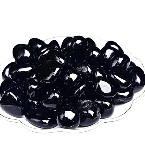 LIJUCAI Natürlicher großer Stein und Quarz, weißer Kristallstein, Heilprobe, Heimdekoration, 15–30 mm, schwarzer Obsidian, 1 Packung (200 g) von LIJUCAI