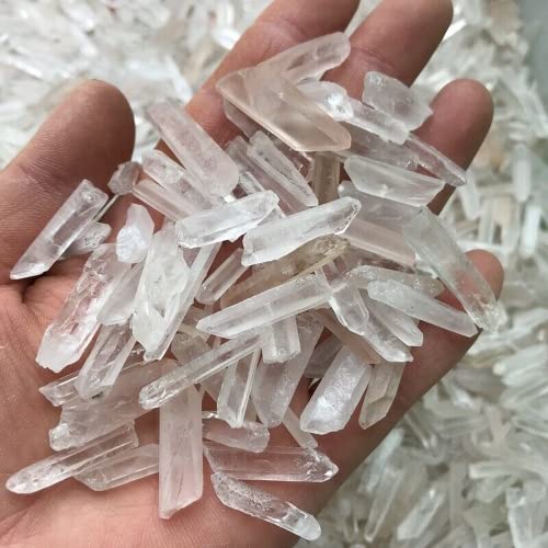 LIJUCAI Natürlicher klarer Quarzkristall Punktstab Energiestein rohes Gesteinsmineralexemplar Wohnkultur, 100 g von LIJUCAI
