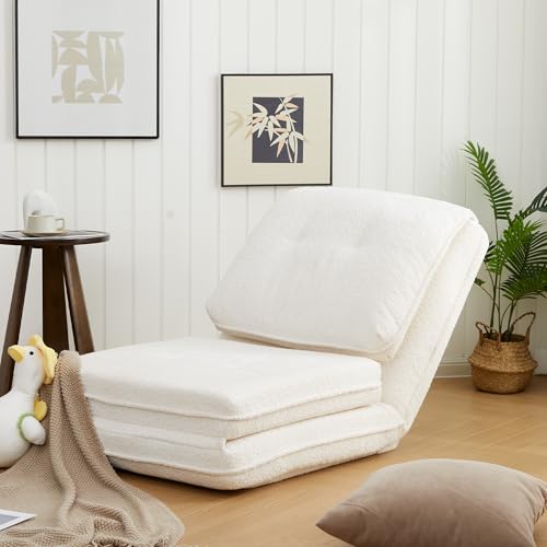 LIKIMIO Faltbares Tatami Lazy Schlafsofa, gemütliches menschliches Hundebett mit 5 verstellbaren Positionen für Wohnzimmer, Schlafzimmer und mehr, cremefarben LIKIMIO Faltbares Tatami Lazy Schlafsofa, gemütliches menschliches Hundebett mit 5 verstellbaren Positionen für Wohnzimmer, Schlafzimmer und mehr, cremefarben von LIKIMIO