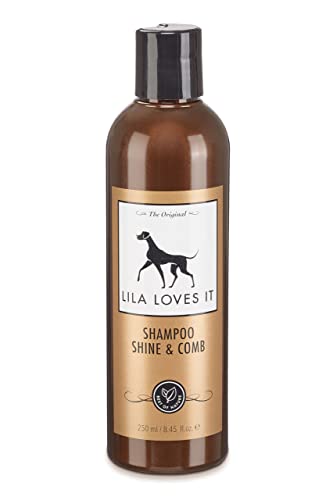 Shampoo für Hunde - natürliche Fellpflege, mit Argan- und Lavendelöl, vegan, ohne Parabene, ohne Parfum & ohne Silikon, SHAMPOO SHINE & COMB von LILA LOVES IT, 250 ml von LILA LOVES IT