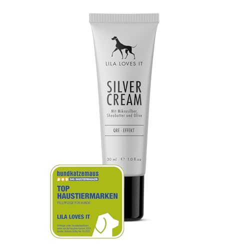 LILA LOVES IT Silbercreme für Hunde – Akutpflege mit Aloe Vera, Shea Butter und Mikrosilber, nanofrei, beruhigt und pflegt gereizte Hundehaut intensiv, SILVERCREAM, 30 ml von LILA LOVES IT