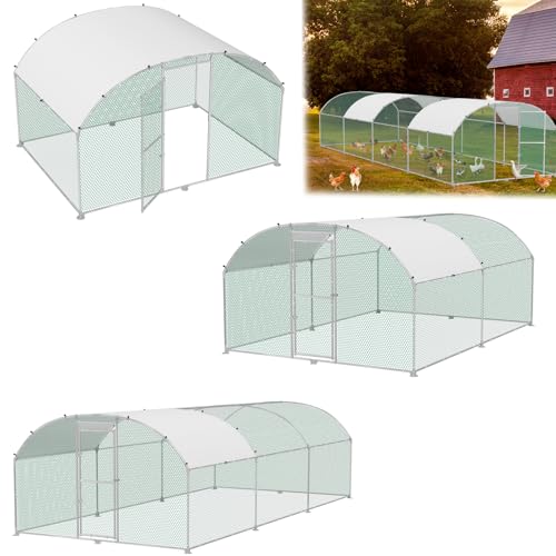 LILIIN 3x4x2m Freilaufgehege Hühnerstall Käfige Kleintierstall aus Verzinkter Stahl, Geflügelstall Hühnerhaus Bogenform Design mit PE Sonnenschutzdach Winterfest, mit Schloss, Kuppeldach von LILIIN