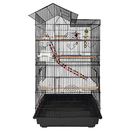 LILIIN Papageienkäfig Vogelkäfig Vogelvoliere Vogelhaus Metall Käfig Großer Vogelhaus mit Spielzeug, Rollen, für wellensittich Finken Kanarienvögel, Schwarz, 46x35,5x99cm, mit Dach LILIIN Papageienkäfig Vogelkäfig Vogelvoliere Vogelhaus Metall Käfig Großer Vogelhaus mit Spielzeug, Rollen, für wellensittich Finken Kanarienvögel, Schwarz, 46x35,5x99cm, mit Dach von LILIIN