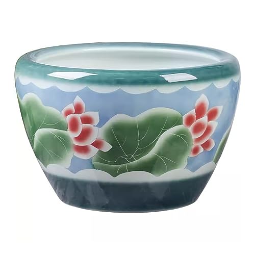 Aquarium Wohnzimmer, Balkon, Innenhof, Zuchtbecken for Aquarien, großes Keramik-Lotus-Seerosen-Zuchtbecken for Goldfische Kleines Aquarium (Size : 53cm) von LIMKOO