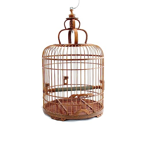 Vogelflugkäfig Hängender Vogelkäfig for Aufhängen, runde Kuppel, Sandelholz, handgefertigt, Drossel-Vogelkäfig, Star-Vogelkäfig Käfig für Nymphensittiche (Color : A, Size : S) von LIMKOO