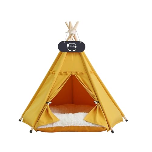 LINCYS Haustier Tipi mit Kissen Bett für Hunde und Katzen, Katzen mit waschbarem Kissen, Hunde Katzenzelt Abnehmbar und Waschbar,C,L von LINCYS