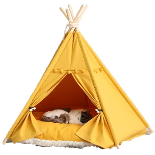 LINCYS Tipi Zelt für Haustiere, Haustierbett für Hunde und Katzen mit waschbarem Kissen, mit integriertem, waschmaschinengeeignetem Wendekissen,L von LINCYS