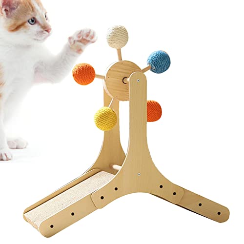Katzen-Kratzball – Natürlicher Sisal-Katzen-Greifball mit Kratzbaum-Basis, Katzen- und Kätzchen-Katzen, Massivholz, kratzendes Haustierspielzeug für drinnen Katzen und Kätzchen von LINGJIONG