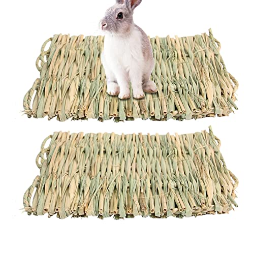 LINGJIONG Hasengrasmatte – gewebtes Kaninchen-Haustierbett, Hasenbett, Kaninchenkäfig, Polsterung, natürliches Kauspielzeug, Bett für Meerschweinchen, Chinchilla, Eichhörnchen, Hamster, kleine Tiere von LINGJIONG