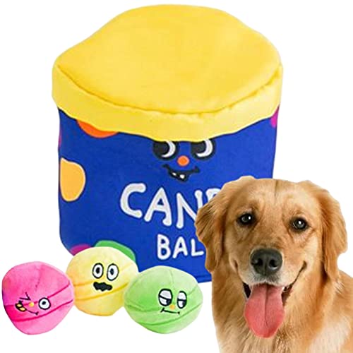 LINGJIONG Hund Plüschball Spielzeug - Quietschendes Kauspielzeug für Welpen | 3 in 1 Leuchtender Ball Snack Spielzeug Hund Zubehör für kleine Hunde, Hund Geburtstagsgeschenk, Haustierbedarf von LINGJIONG