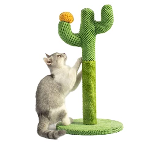 LINGJIONG Katzenkratzbaum, Kaktus-Katzenbaum, Sisalseil, Katzenkratzbaum, interaktives Katzenspielzeug mit Haarball, Kätzchen-Spielturm, Klettern, Aktivitätszentrum, 33/54 cm von LINGJIONG