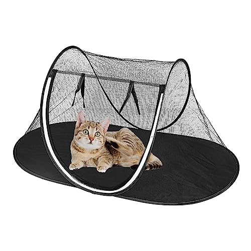 LINGJIONG Outdoor-Katzenzelte für Hauskatzen - Faltbares Outdoor-Zelt für Haustiere,Hundezaun für Camping, tragbarer Hundelaufstall, kleines Haustierzelt mit Netzfenstern von LINGJIONG