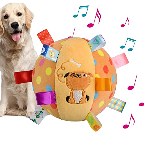 LINGJIONG Rollball für Hunde,6in Hundespielzeug Plüschball, quietschendes Hundekauspielzeug | Langlebiger Kauball für das Training der Zahnreinigung, Hütebälle, Hundeplüschtier für Welpen, kleine von LINGJIONG