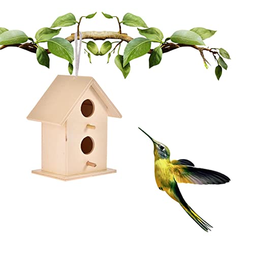 LINGJIONG Vogelhäuser - Vogelhaus aus Holz zum Aufhängen im Freien,DIY Natural Bird Hut Bluebird Finch Cardinals Hanger Bird Nest for Garden Viewing von LINGJIONG