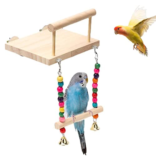 LINGJIONG Vogelkäfig-Plattform | Sittichspielzeug aus Holz mit Schaukel für Käfig - Vogelstangen mit Glocke Riesenrad zum Kauen für Nymphensittiche, Aras, Papageien, Liebesvögel LINGJIONG Vogelkäfig-Plattform | Sittichspielzeug aus Holz mit Schaukel für Käfig - Vogelstangen mit Glocke Riesenrad zum Kauen für Nymphensittiche, Aras, Papageien, Liebesvögel von LINGJIONG