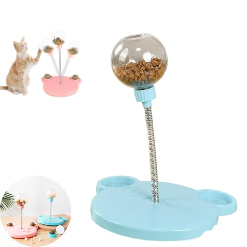 LINGNEIO Wobbly Dog Treat Dispenser Toy with Spring, Wiggling Treat Toy Dog Cat, Multifunctional Interactive Toys Anxiety Relief(Blue) von LINGNEIO