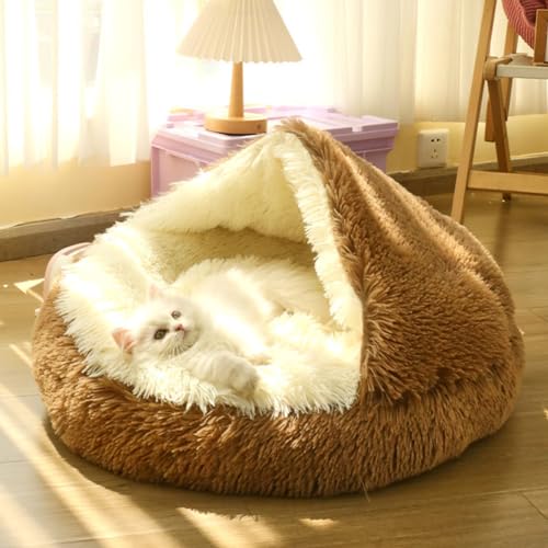 LINGXIYA Beruhigendes Katzenhöhlenbett, Warmes, Weiches Plüsch-Katzenkissen, Kuscheligem Katzenbett, Katzenhöhlenbett mit Kapuze, Kleines Katzenbett für Katzen im Innenbereich LINGXIYA Beruhigendes Katzenhöhlenbett, Warmes, Weiches Plüsch-Katzenkissen, Kuscheligem Katzenbett, Katzenhöhlenbett mit Kapuze, Kleines Katzenbett für Katzen im Innenbereich von LINGXIYA