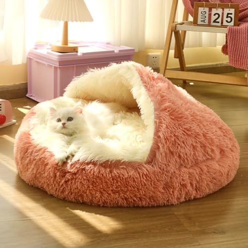 LINGXIYA Beruhigendes Katzenhöhlenbett, Warmes, Weiches Plüsch-Katzenkissen, Kuscheligem Katzenbett, Katzenhöhlenbett mit Kapuze, Kleines Katzenbett für Katzen im Innenbereich LINGXIYA Beruhigendes Katzenhöhlenbett, Warmes, Weiches Plüsch-Katzenkissen, Kuscheligem Katzenbett, Katzenhöhlenbett mit Kapuze, Kleines Katzenbett für Katzen im Innenbereich von LINGXIYA