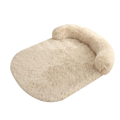 Flauschig Weiches Hundebett, Orthopädisches Hundekissen, Hohe U-förmige Ränder, Hundematte mit Rutschfeste Unter, Hundesofa für Große, Mittelgroße und Kleine Hunde (Aprikosenfarbe,XL-120x75cm) von LINGXIYA