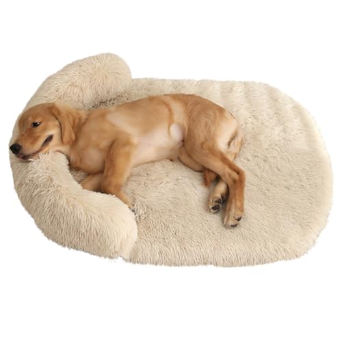 Flauschig Weiches Hundekissen, Orthopädisches Hundebett, Hundesofa mit Abnehmbarem Bezug, Rutschfest Hundebetten, Anti-Angst Hundekorb für Hunde und Katzen Jeden Alters (Aprikosenfarbe,XXL-150x100cm) von LINGXIYA
