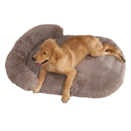 Flauschig Weiches Hundekissen, Orthopädisches Hundebett, Hundesofa mit Abnehmbarem Bezug, Rutschfest Hundebetten, Anti-Angst Hundekorb für Hunde und Katzen Jeden Alters (Braun-a,XXL-150x100cm) von LINGXIYA
