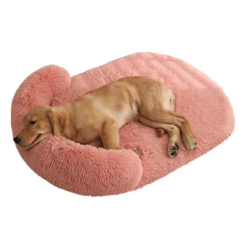 Flauschig Weiches Hundekissen, Orthopädisches Hundebett, Hundesofa mit Abnehmbarem Bezug, Rutschfest Hundebetten, Anti-Angst Hundekorb für Hunde und Katzen Jeden Alters (Rosa-c,XXL-150x100cm) von LINGXIYA