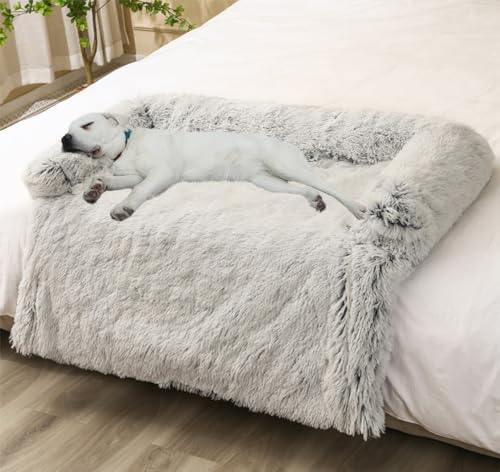 LINGXIYA Anti-Angst-Hundebett, Beruhigende Hundebettmatte, Hundedecke mit Wasserfeste Rutschfester Unterseite, Plüschbett für Katzen und Kleine & Mittelgroße & Große Hunde, 105CM von LINGXIYA