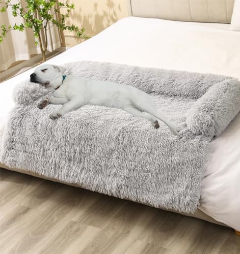 LINGXIYA Anti-Angst-Hundebett, Beruhigende Hundebettmatte, Hundedecke mit Wasserfeste Rutschfester Unterseite, Plüschbett für Katzen und Kleine & Mittelgroße & Große Hunde, 76CM von LINGXIYA