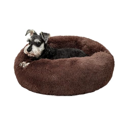 LINGXIYA Anti-Angst-Hundebett, Plüsch Katzenkissen, Warm Katzenbett, Hundekörbchen, Rund Hundekissen Donut Katzenbetten, Katzenkörbchen für Nacht, Hund Flauschiges Kuscheliges Schlafbett, 80cm(L) von LINGXIYA