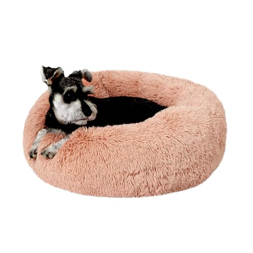 LINGXIYA Anti-Angst-Hundebett, Plüsch Katzenkissen, Warm Katzenbett, Hundekörbchen, Rund Hundekissen Donut Katzenbetten, Katzenkörbchen für Nacht, Hund Flauschiges Kuscheliges Schlafbett, 80cm(L) von LINGXIYA