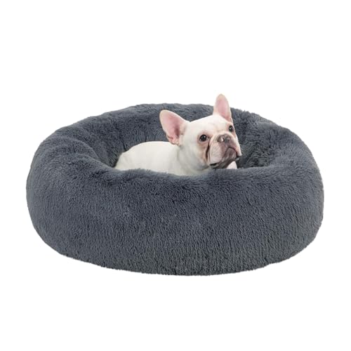 LINGXIYA Anti-Angst-Hundebett, Plüsch Katzenkissen, Warm Katzenbett, Hundekörbchen, Rund Hundekissen Donut Katzenbetten, Katzenkörbchen für Nacht, Hund Flauschiges Kuscheliges Schlafbett, 100cm(XXL) von LINGXIYA