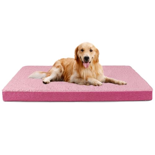 LINGXIYA Bequeme Hundekissen, Ultra Weicher Plüsch Haustierbett, Hundematratze mit Eierförmiger Schaumfüllung, Orthopädisches Hundebett, Abnehmbarer Waschbar Hundekorb, 90 * 60CM von LINGXIYA