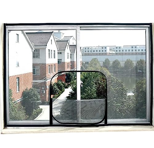 LINGXIYA Fensterschutz für Katzen, selbstklebendes Katzenschutznetz mit Reißverschluss, Anti-Mücken-Insekten-Fliegengitter für Balkon & Fenster, reißfest, abnehmbar von LINGXIYA