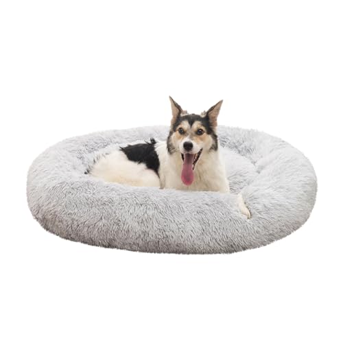 LINGXIYA Flauschig Plüsch Hundesofa Katzenkissen, rutschfest Hundematte, Tierbett für Kleine Mittelgroße und Große Hunde Katzen und Andere Haustiere, Waschbares Hundekörbchen (80cm,Grau) von LINGXIYA