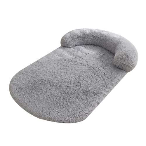LINGXIYA Flauschig Weiches Hundebett, Orthopädisches Hundekissen, Hohe U-förmige Ränder, Hundematte mit rutschfeste Unter, Hundesofa für Große, Mittelgroße und Kleine Hunde (Grau-a,L-100x75cm) von LINGXIYA